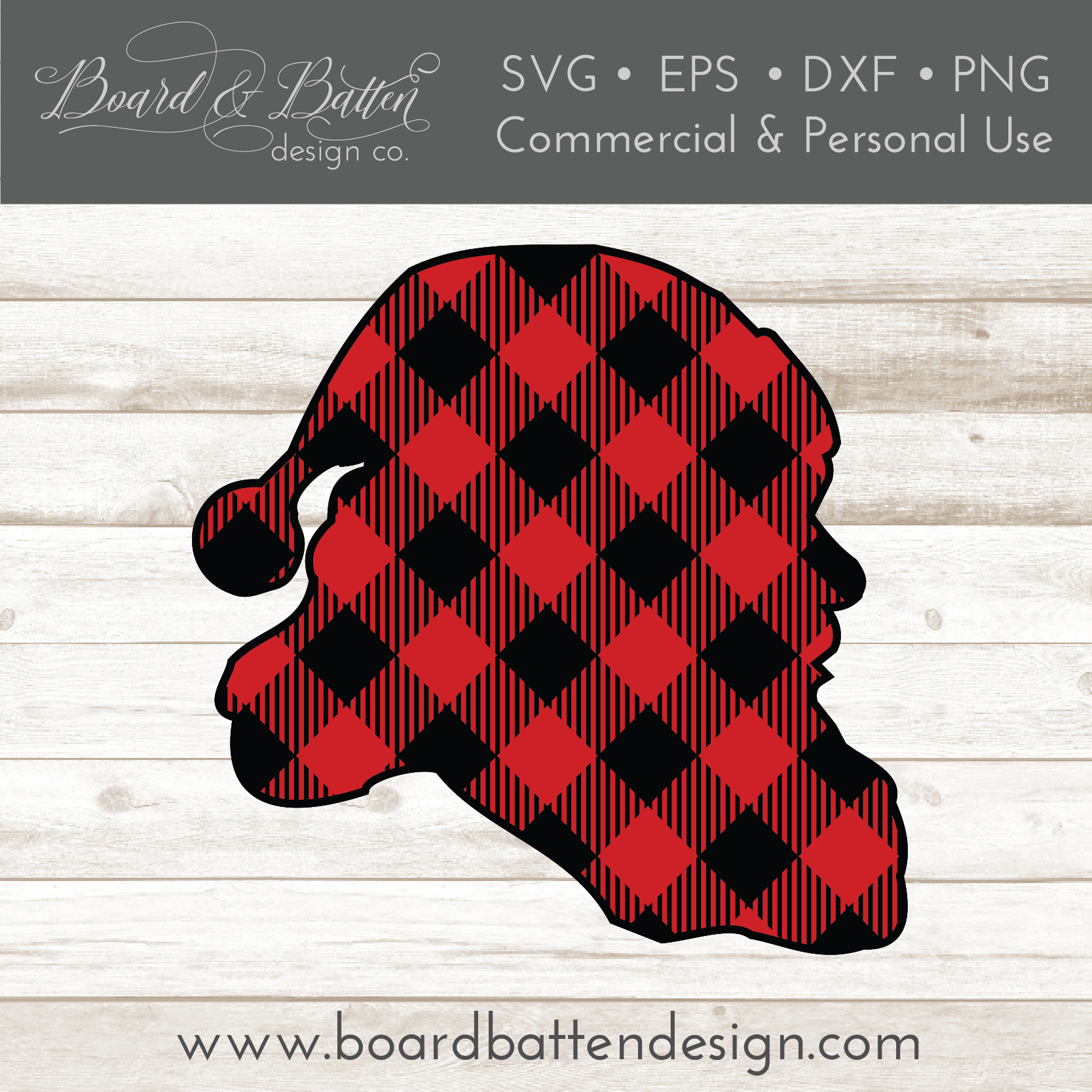 Download Buffalo Plaid Santa Head Silhouette Layered Svg Board Batten Design Co