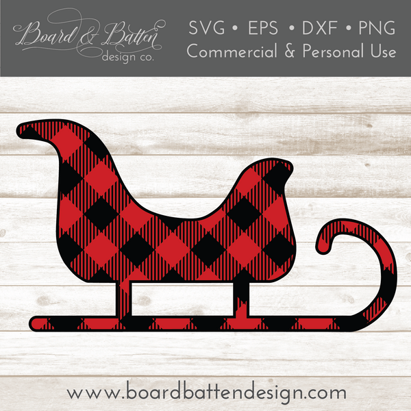 Download Buffalo Plaid Sleigh Shape Layered SVG - Board & Batten ...