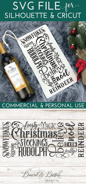 Download Christmas Subway Art SVG for Wine Bottle Bag - Board ...