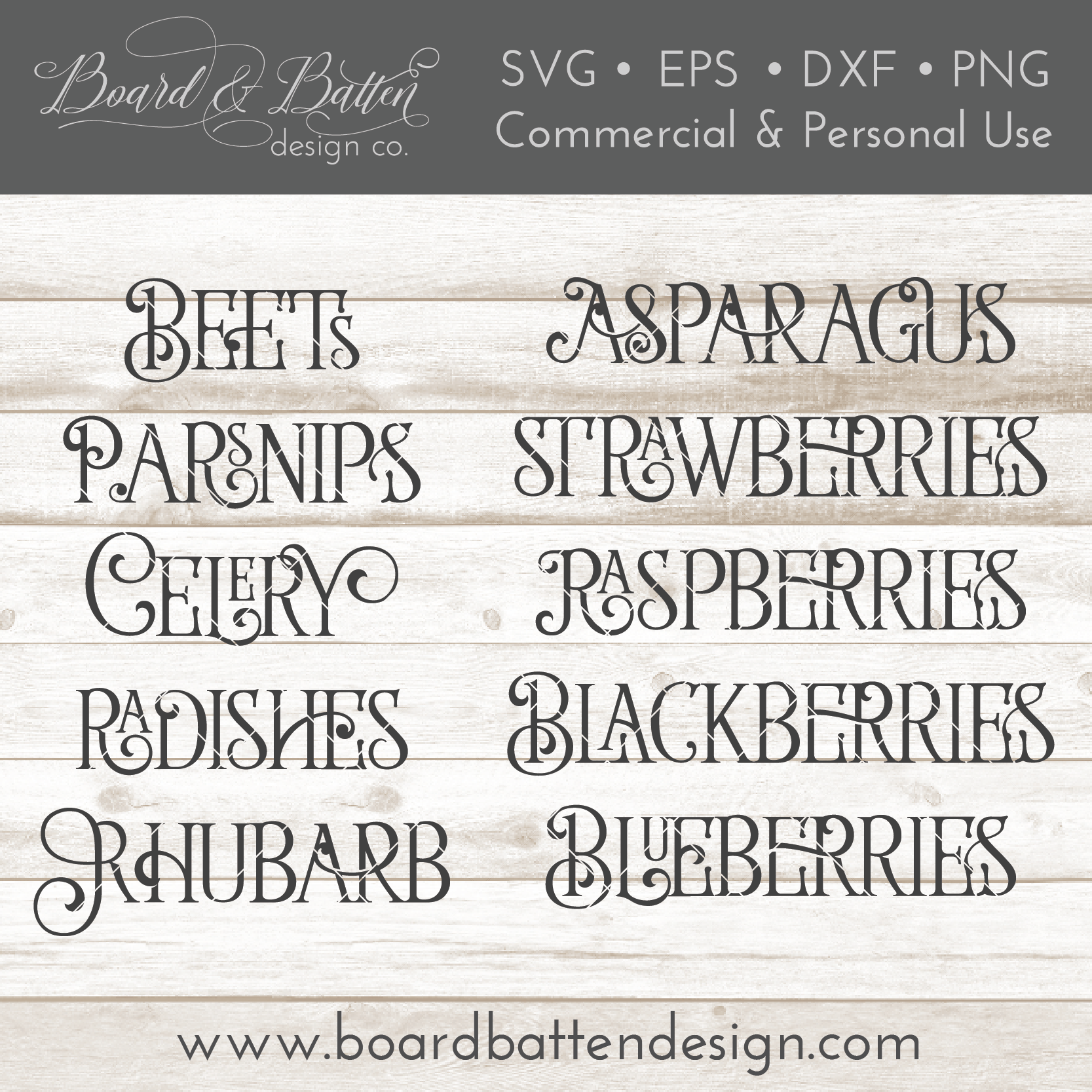 Download Farmhouse Garden Markers 39 Plant Names Svg File Set Board Batten Design Co