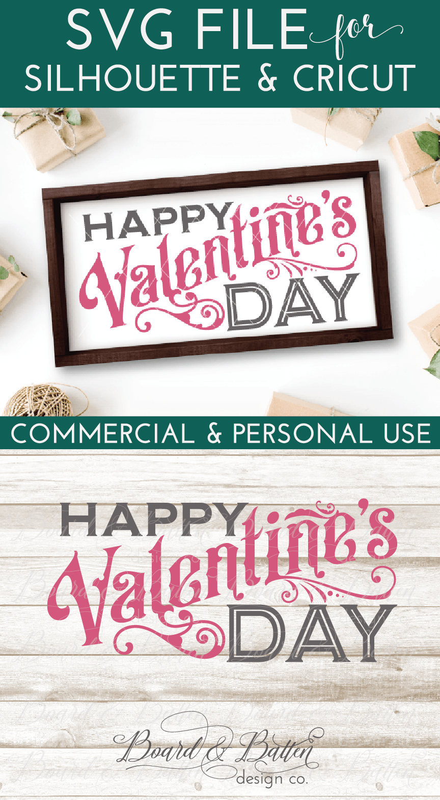 Download Vintage Happy Valentine's Day SVG File - Board & Batten ...