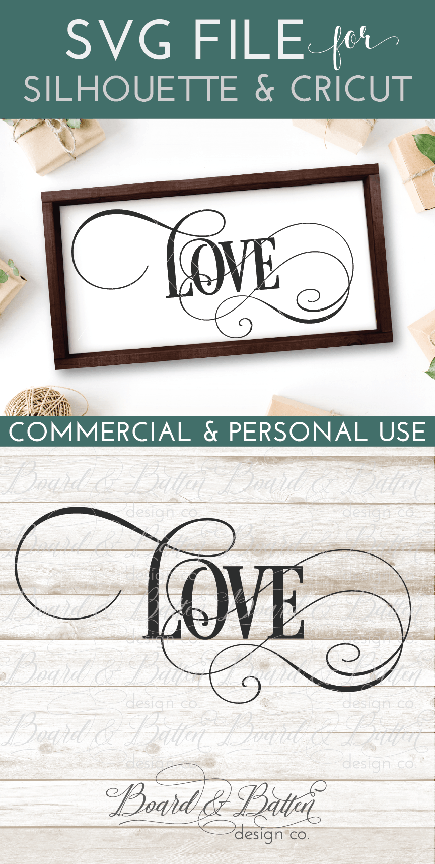 Download Single Word Love SVG File - WS5 - Board & Batten Design Co.