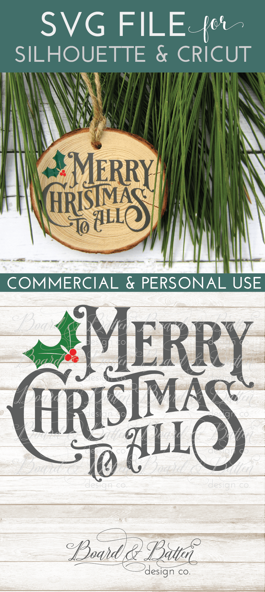 Download Merry Christmas to All Vintage Christmas SVG File - Board & Batten Design Co.