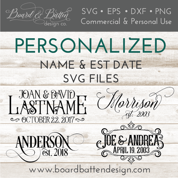 Customizable Personalized Name & Est Date SVG File - Board ...