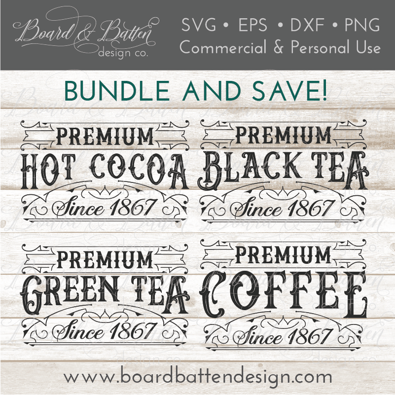 Vintage Label SVG Bundle - Premium Coffee, Black Tea ...