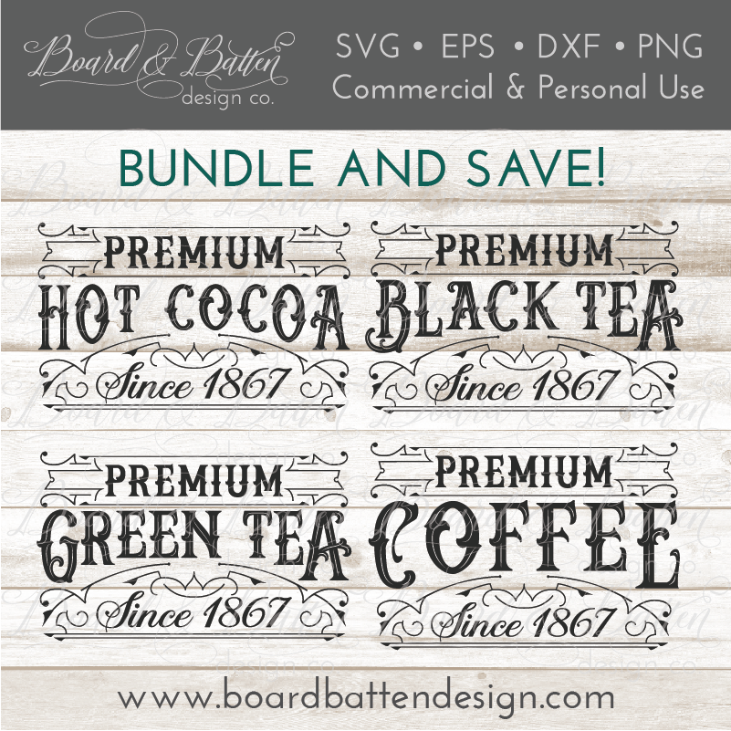 Download Vintage Label Svg Bundle Premium Coffee Black Tea Green Tea And Ho Board Batten Design Co PSD Mockup Templates