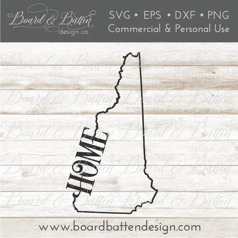 Download State Outline "Home" SVG File - NH New Hampshire - Board ...