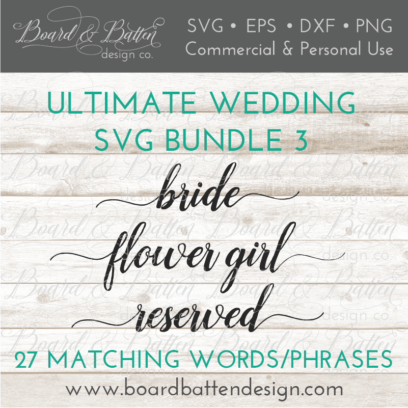 Wedding Words Svg File Bundle Style 3 Board Batten Design Co