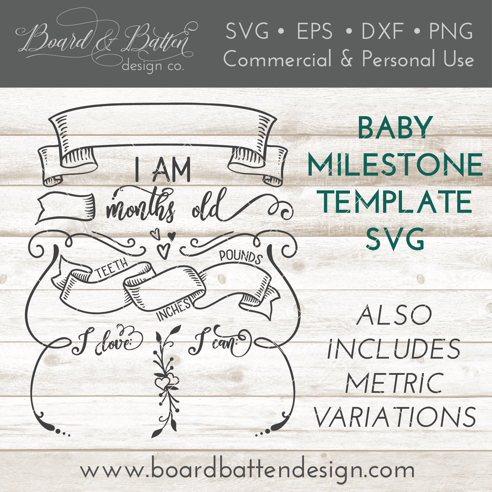 Download Baby Milestone Chart SVG File - Board & Batten Design Co.