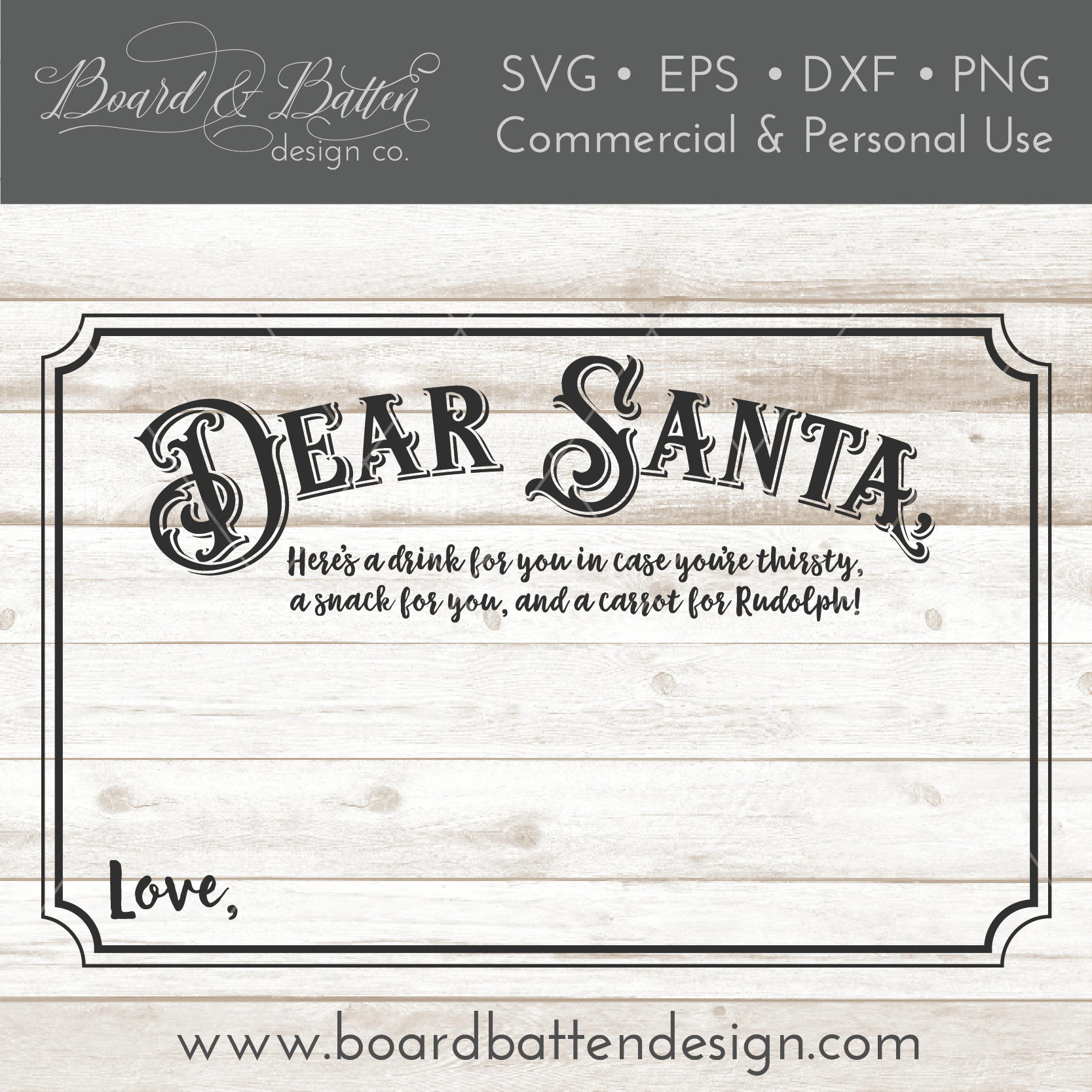 Festive Dear Santa Tray Svg File For Christmas Board Batten Design Co