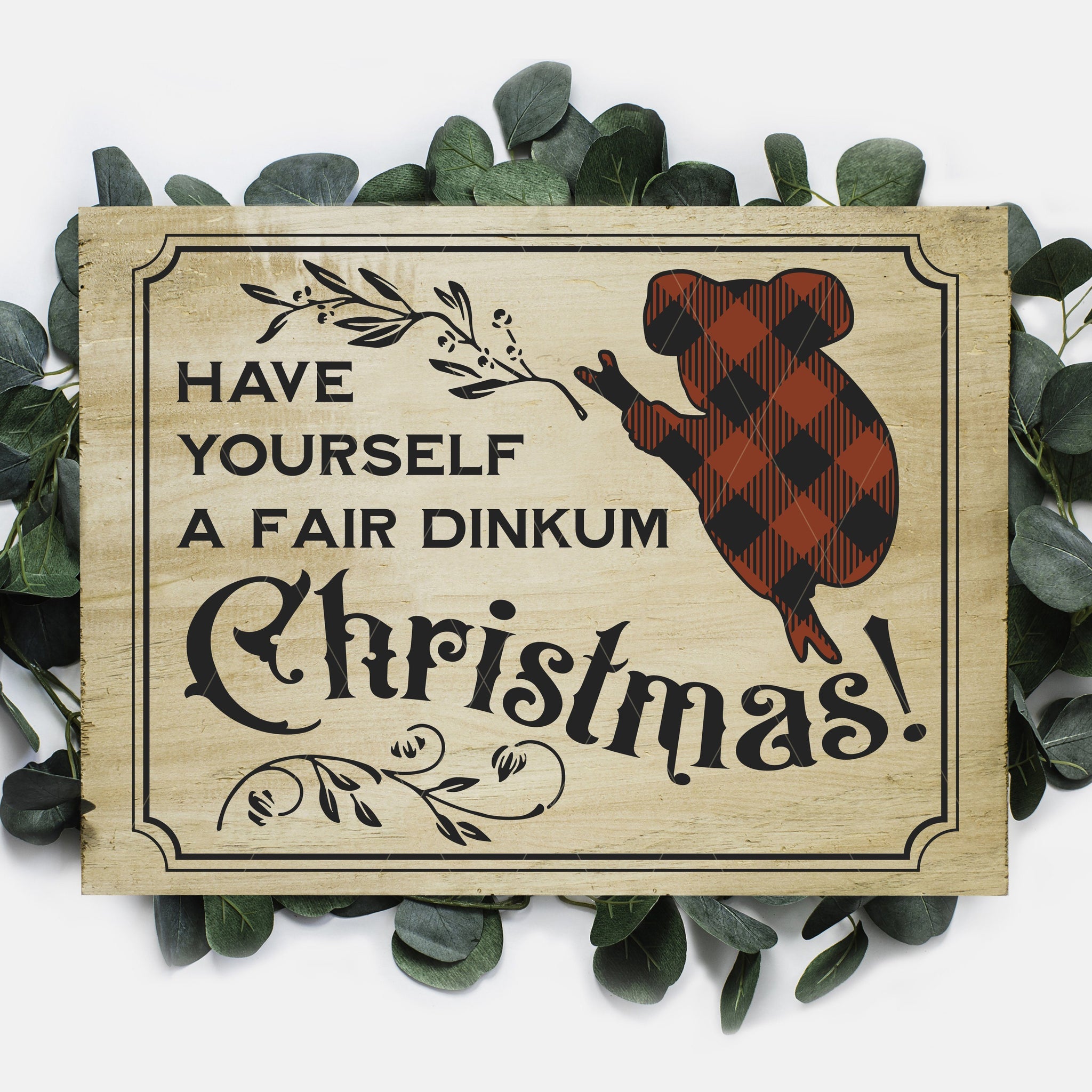 Download Vintage Australian Fair Dinkum Christmas Svg File With Buffalo Plaid Board Batten Design Co
