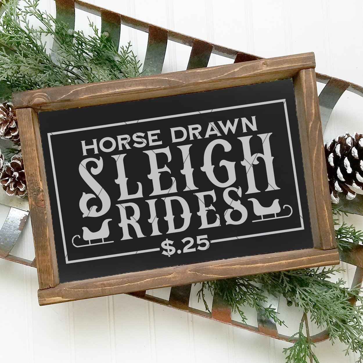 Download Horse Drawn Sleigh Rides Farmhouse Christmas Svg File Board Batten Design Co PSD Mockup Templates