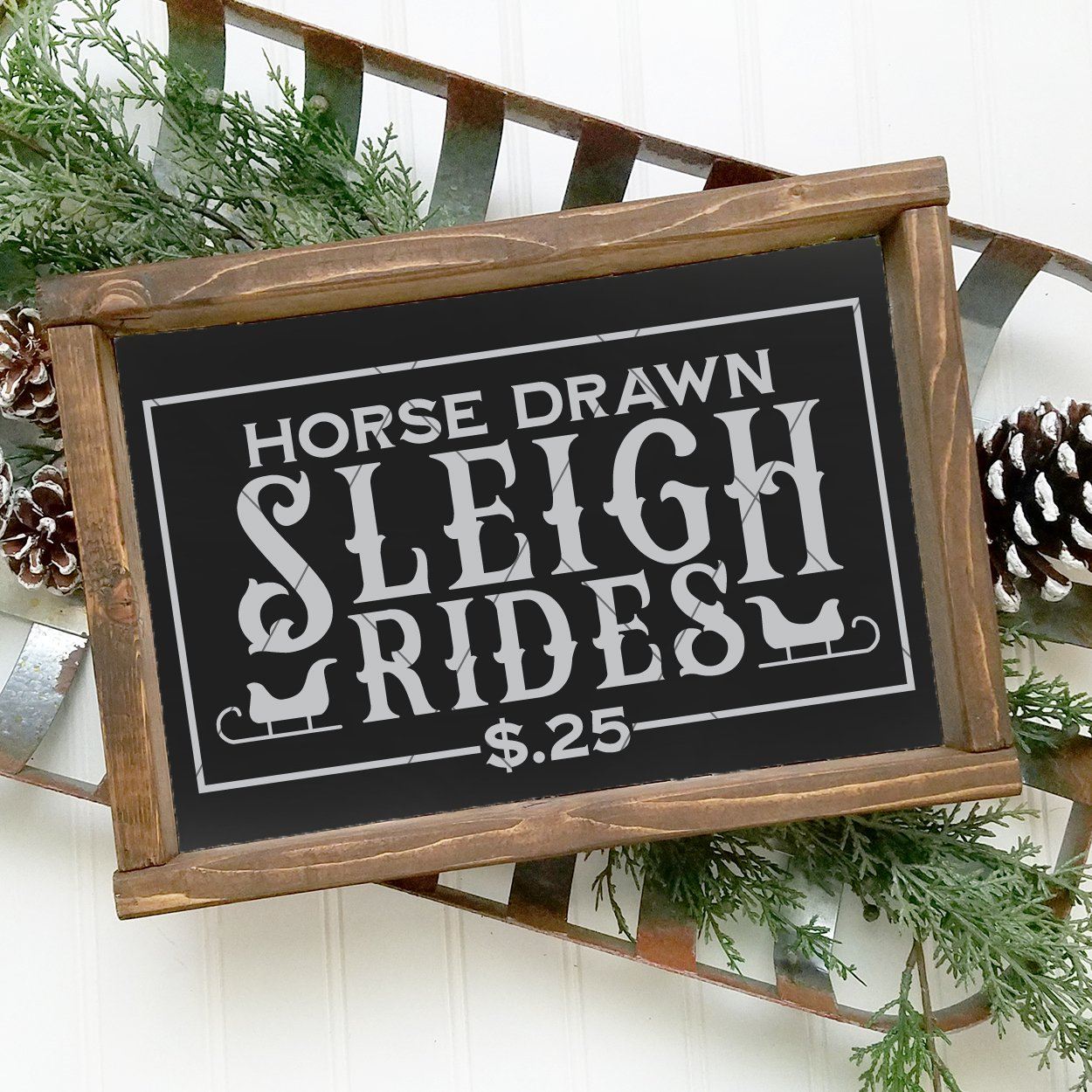 Download Horse Drawn Sleigh Rides Farmhouse Christmas Svg File Board Batten Design Co SVG Cut Files