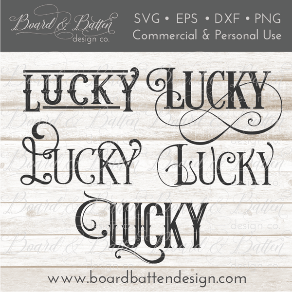 Download Lucky Single Word SVG Set - Board & Batten Design Co.