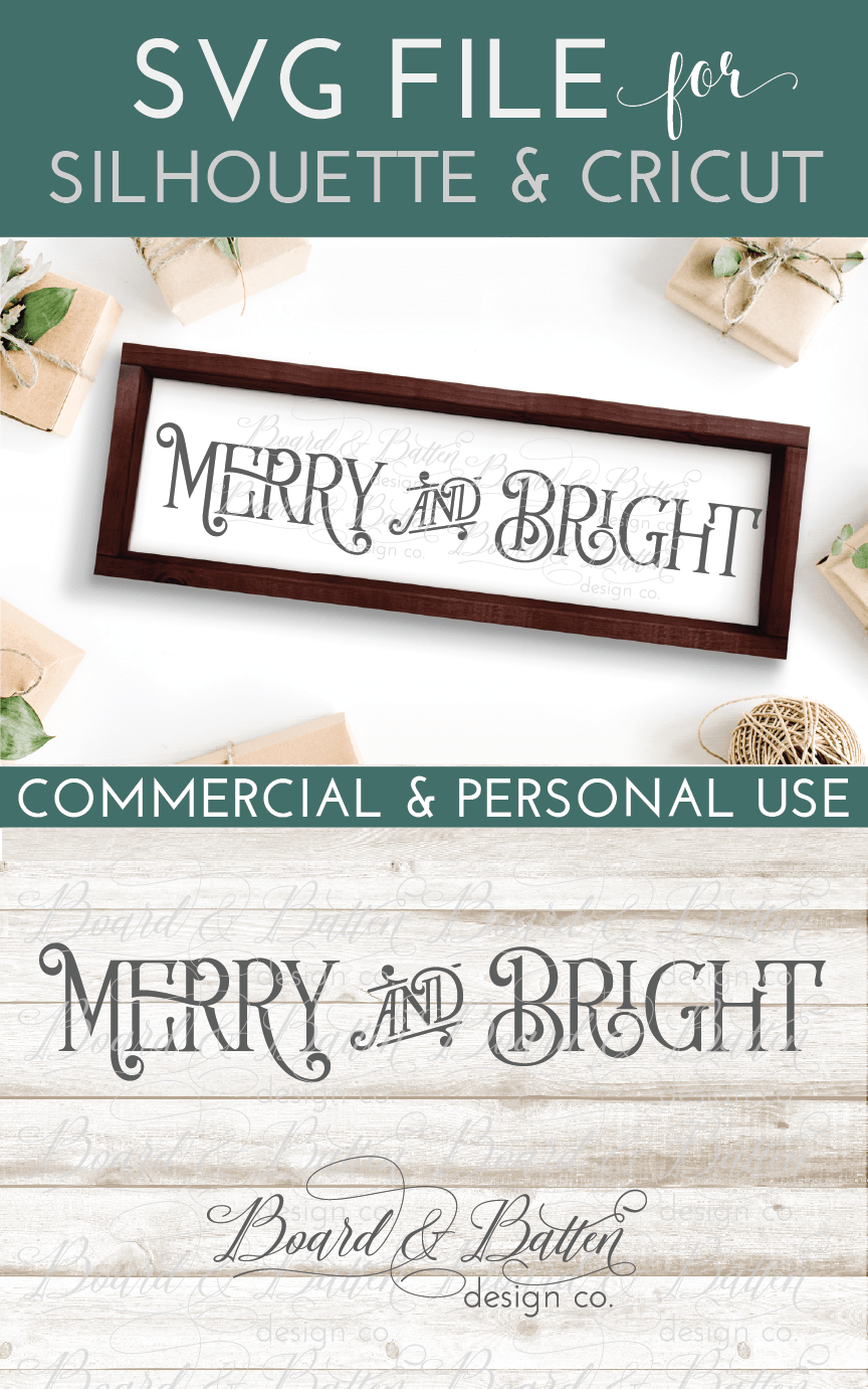 Download Vintage Farmhouse Style Christmas SVG - Merry and Bright ...