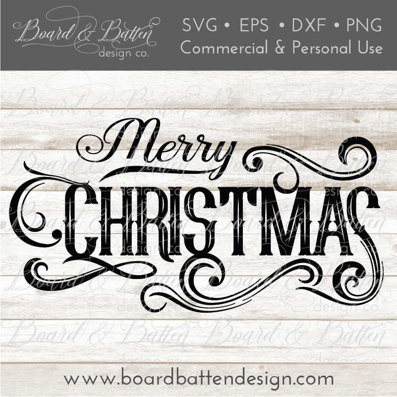 Download Vintage Label Merry Christmas SVG File - Board & Batten Design Co.