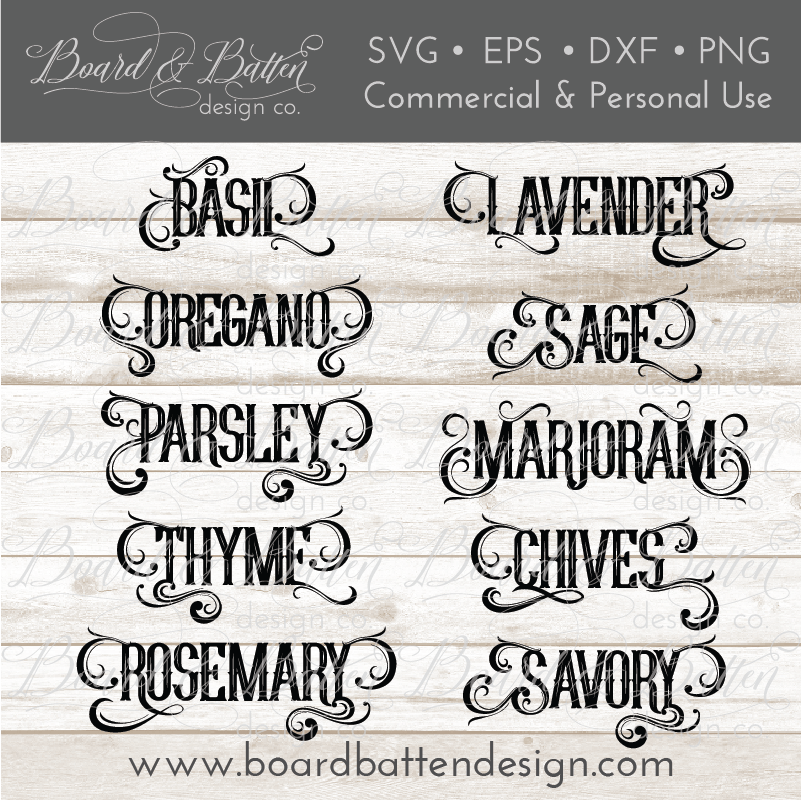 Download Vintage Style Garden Herbs Svg Bundle Board Batten Design Co