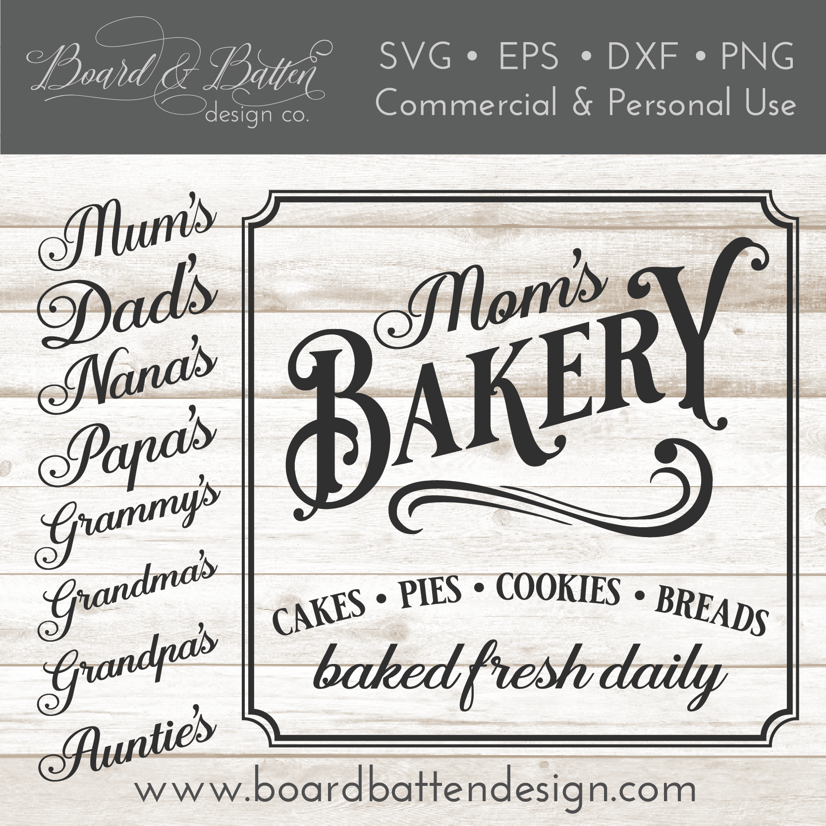 Download Mom's Bakery Sign Vintage SVG File - Board & Batten Design Co.