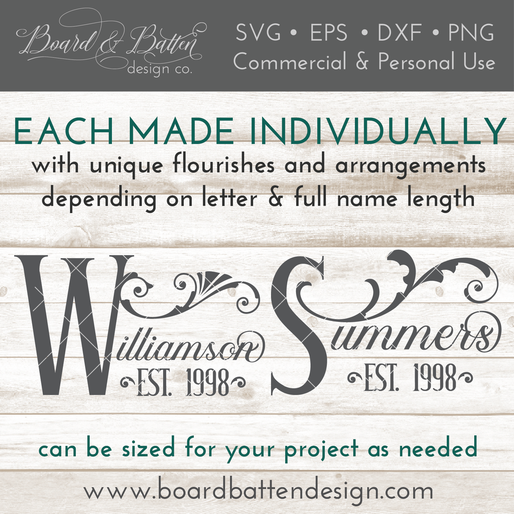 Download Personalized Victorian Style Last Name & Est Date SVG File ...