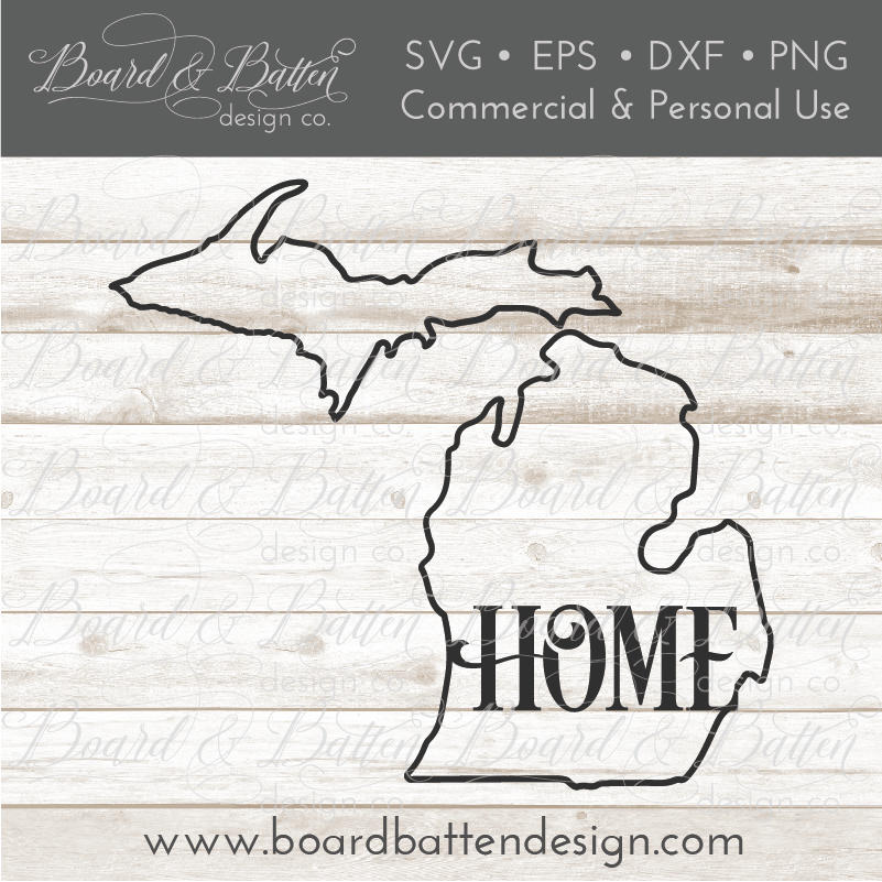 Download State Outline "Home" SVG File - MI Michigan - Board ...