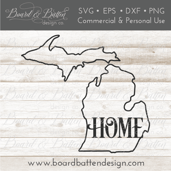 Download State Outline "Home" SVG File - MI Michigan - Board ...