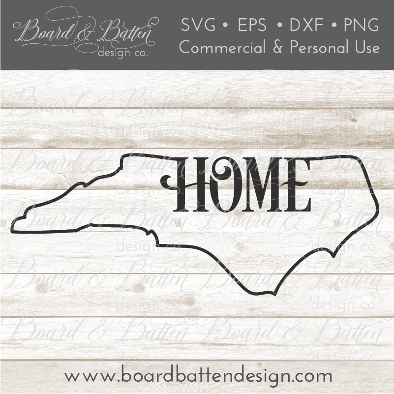 State Outline "Home" SVG File - NC North Carolina - Board ...