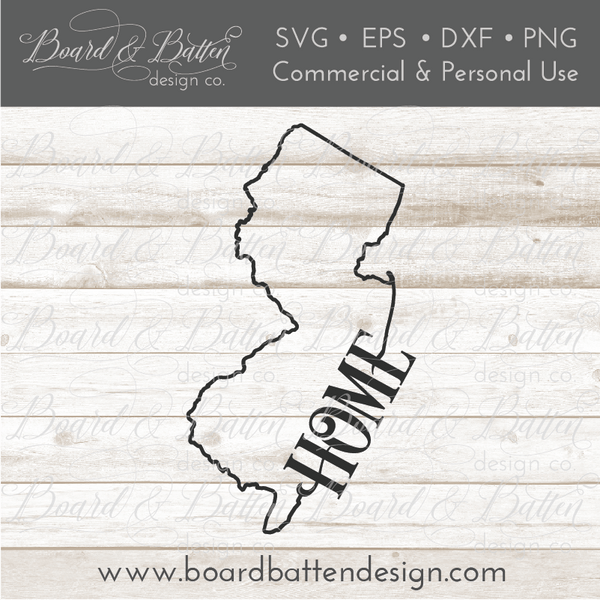 Download State Outline "Home" SVG File - NJ New Jersey - Board ...