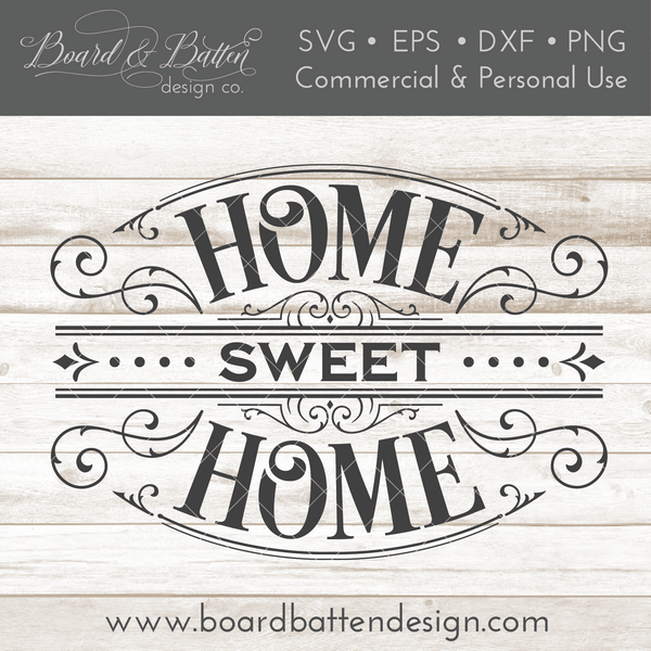 Download Victorian Style Home Sweet Home Cuttable SVG File - Board ...