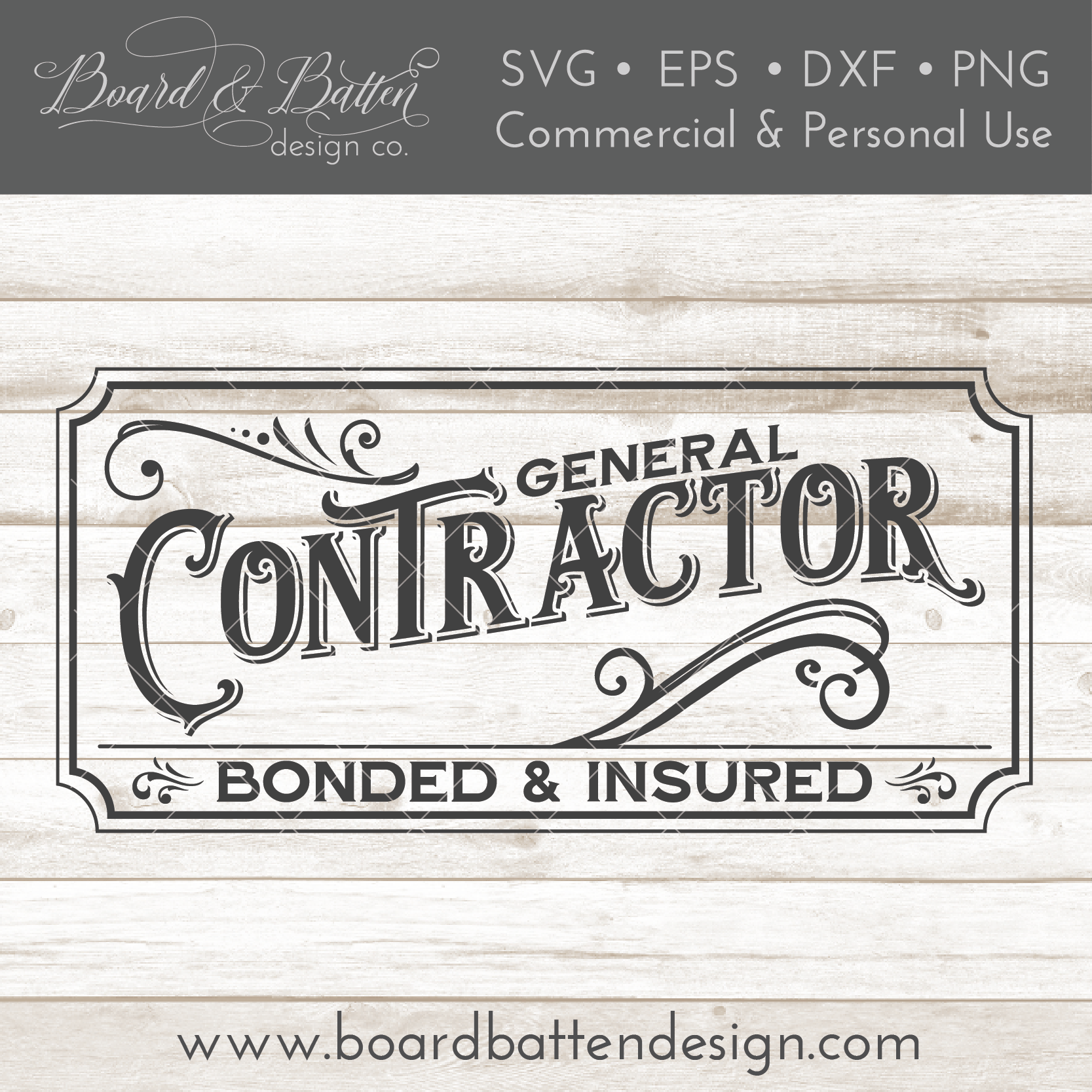 Download Vintage Style General Contractor Sign SVG File - Board & Batten Design Co.