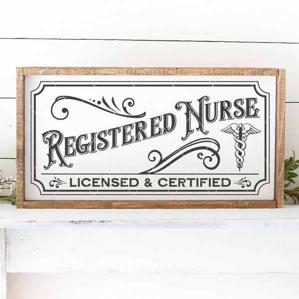 Download Vintage Registered Nurse Sign SVG File - Board & Batten Design Co.