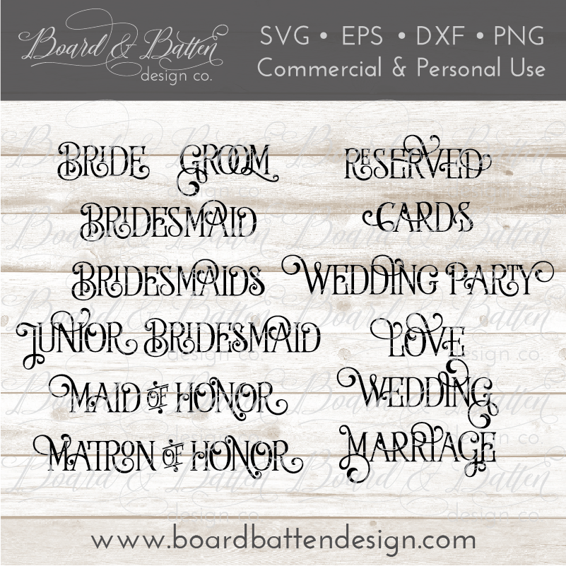 Download Wedding Words SVG File Bundle Style 1 - Board & Batten Design Co.