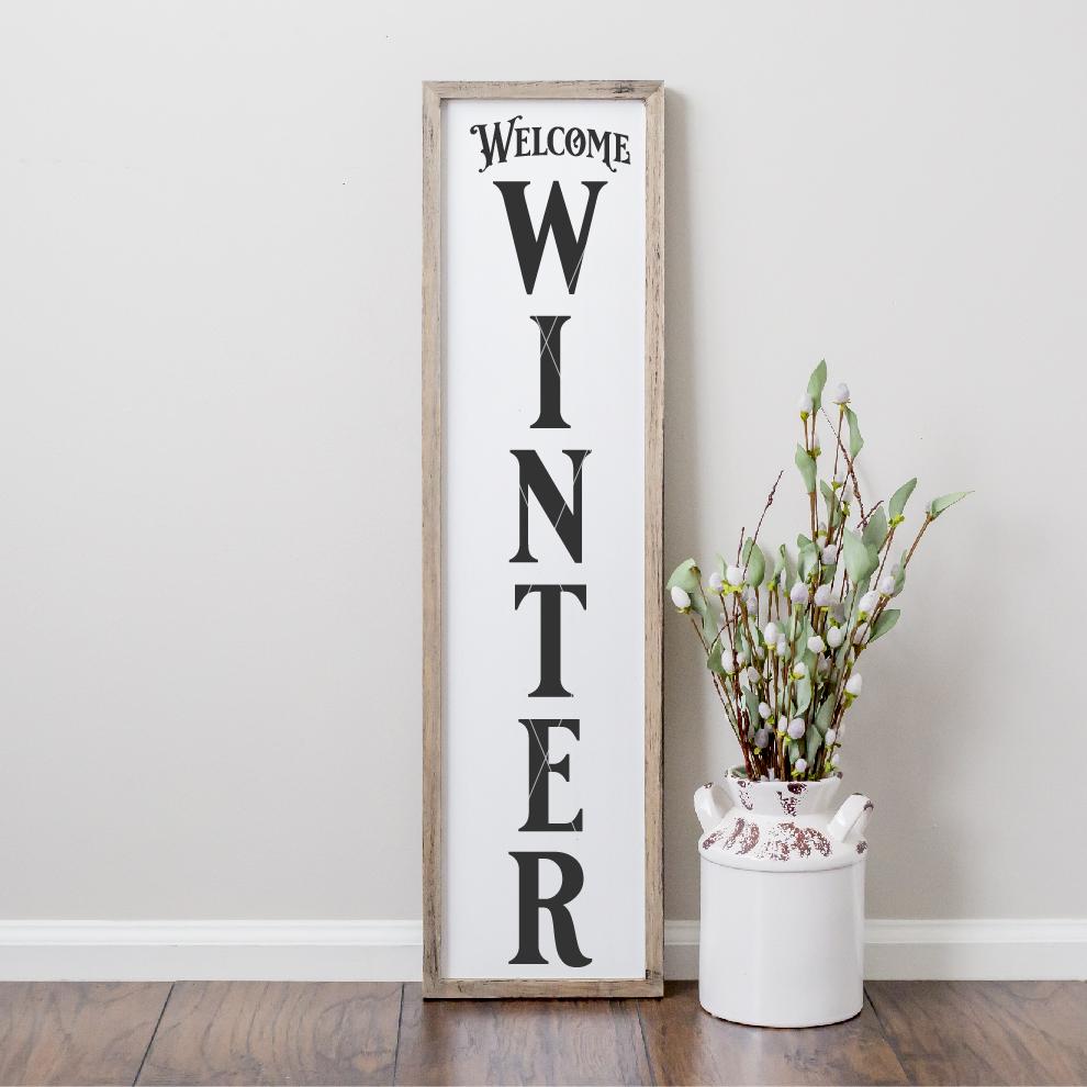 Welcome Winter Vertical Porch Sign SVG File - Board ...