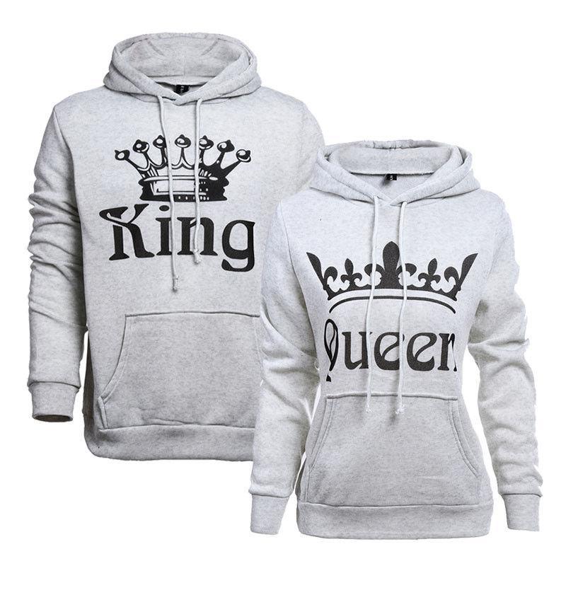 king and queen hoodies white