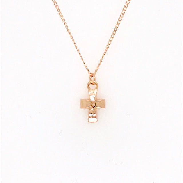 Rose Gold Vermeil Ripples Cross Pendant