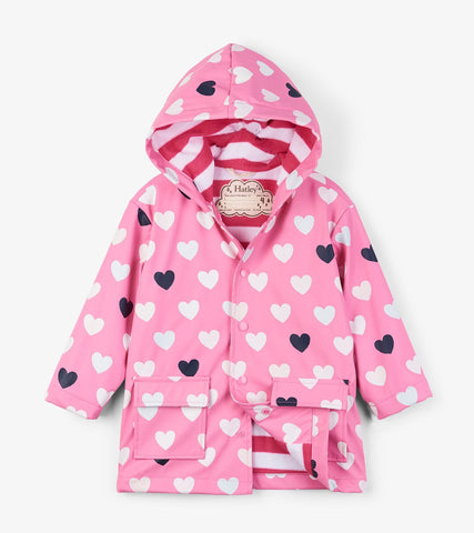 Hatley Colour Changing Lovely Hearts Raincoat