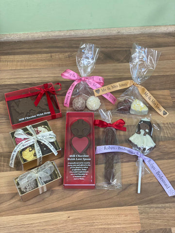 Maple selection of chocolate wedding favours 