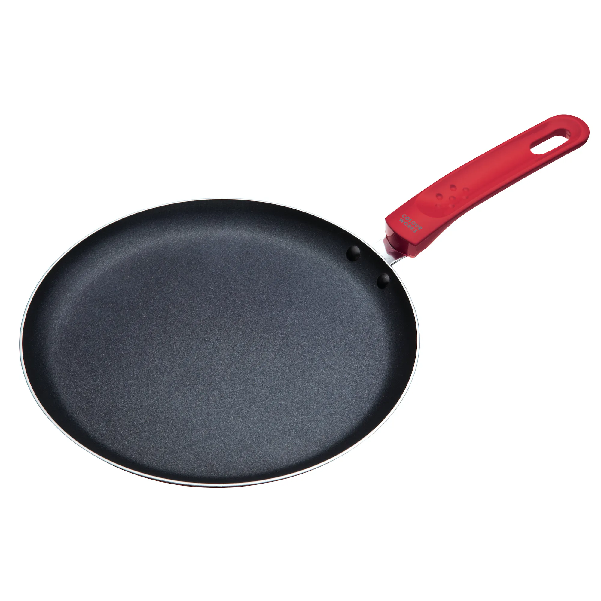 Colourworks Brights Red Crêpe Pan with Soft Grip Handle dogs