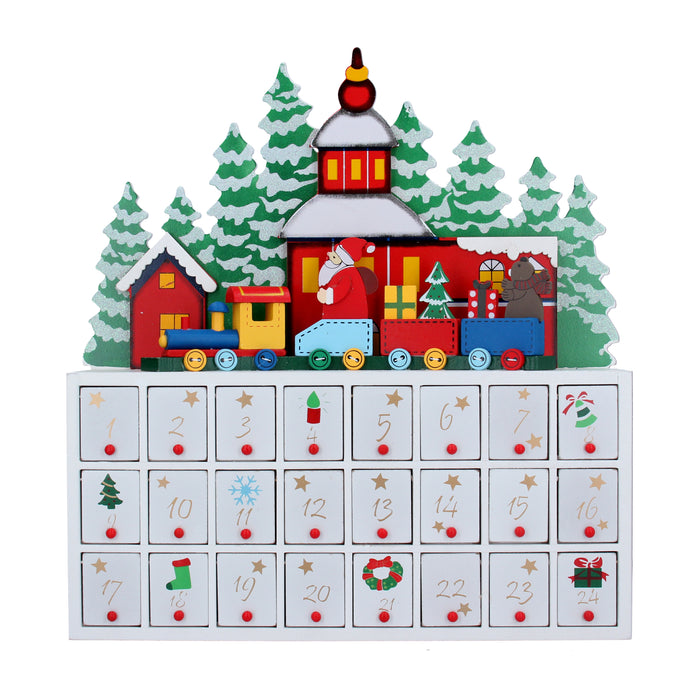Gisela Graham Santa On Train Wood Advent Calendar Box — Maple Gifts
