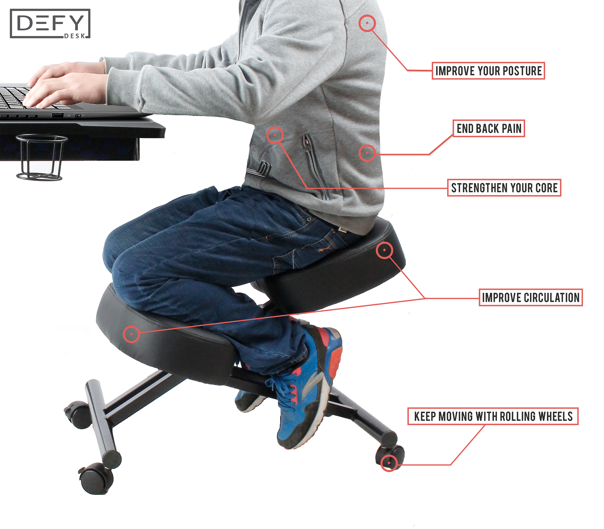 Ergonomic Kneeling Chair Defy Desk
