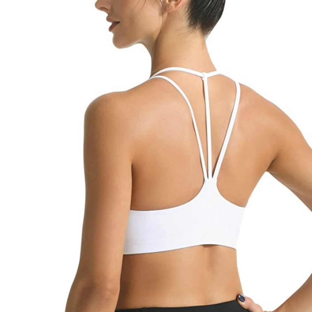 Sexy Sasha Backless Solid Quick Dry Sport bra (White)