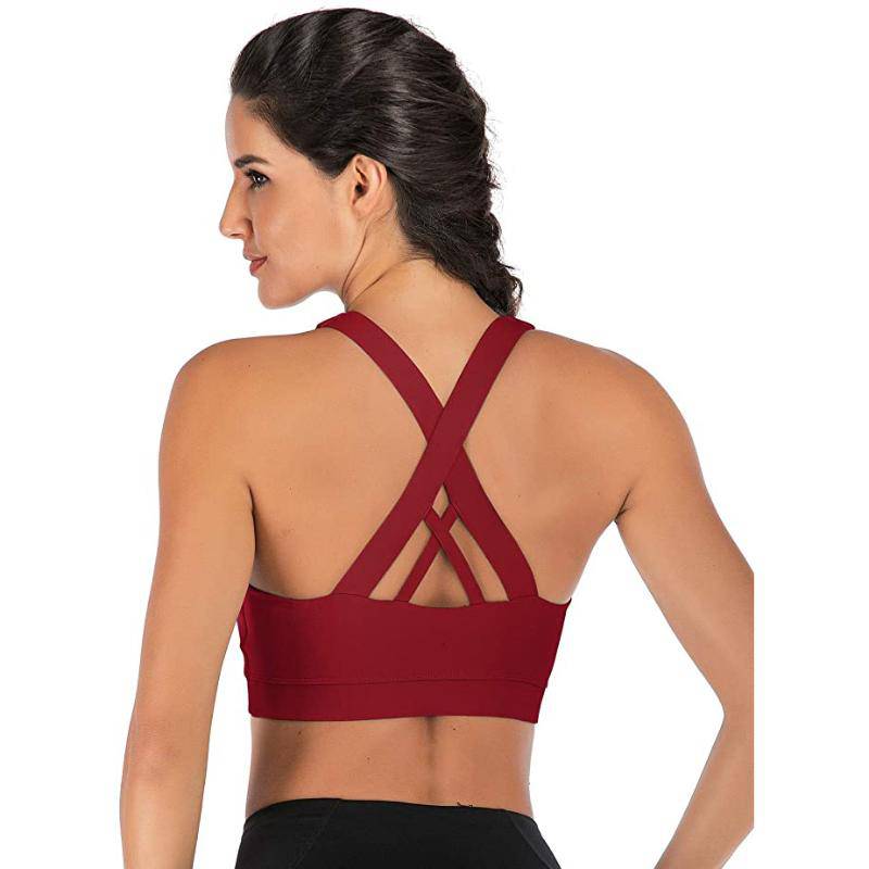 5 Pack Cross Back Sport Bras Padded Strappy Criss Cross Cropped
