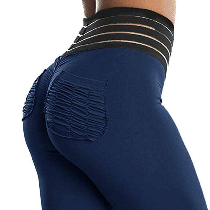 FITTOO Women's High Waist Back Ruched Pockets Leggings Butt Lift