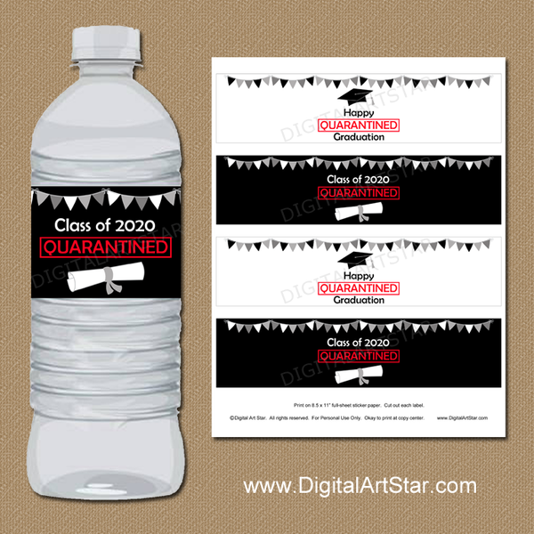 Printable 2020 Quarantine Graduation Water Bottle Labels