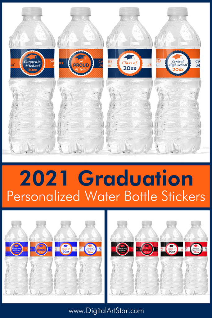 2021 Personalized Graduation Water Bottle Stickers Printable