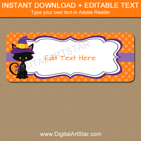 Black Cat Halloween Address Labels Printable Template