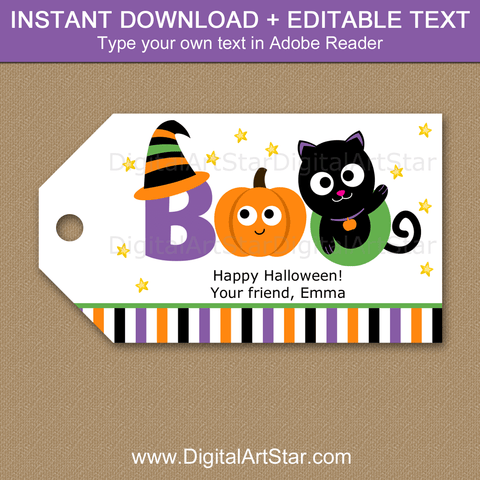 Boo Halloween Tag Template for Students