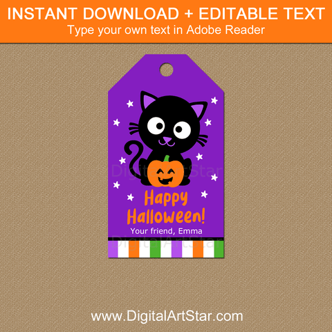 Black Cat Halloween Gift Tags for Students