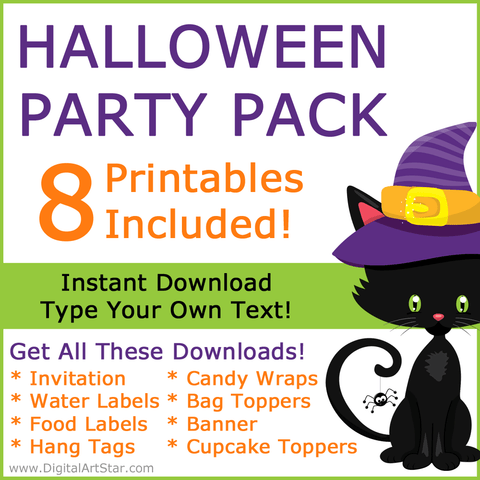 Black Cat Halloween Party Decorations Bundle