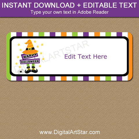 Happy Halloween Printable Address Labels with Witch