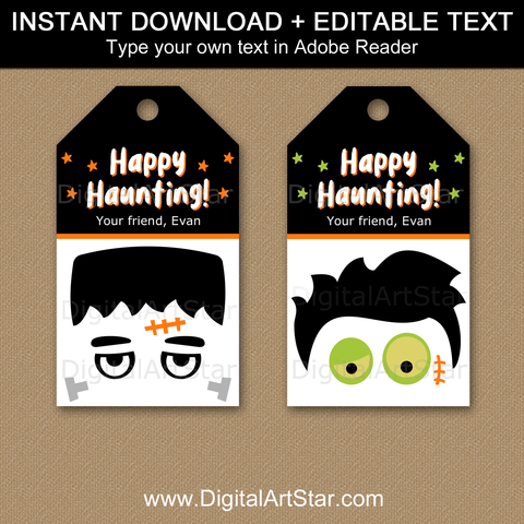 Happy Haunting Tags Printable for Boys
